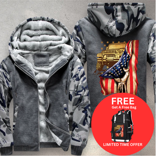 USA Flag Fleece Jacket (Free Bag)