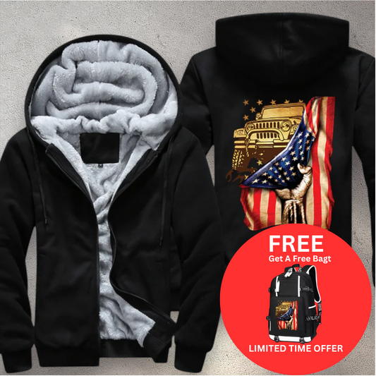 USA Flag Fleece Jacket (Free Bag)
