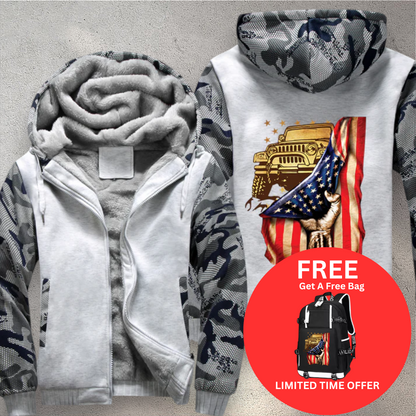 USA Flag Fleece Jacket (Free Bag)