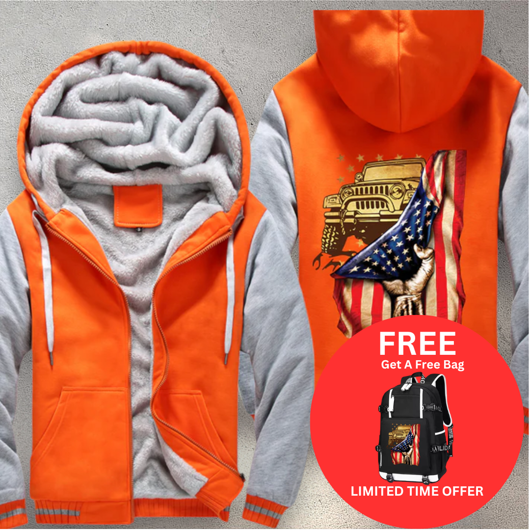 USA Flag Fleece Jacket (Free Bag)