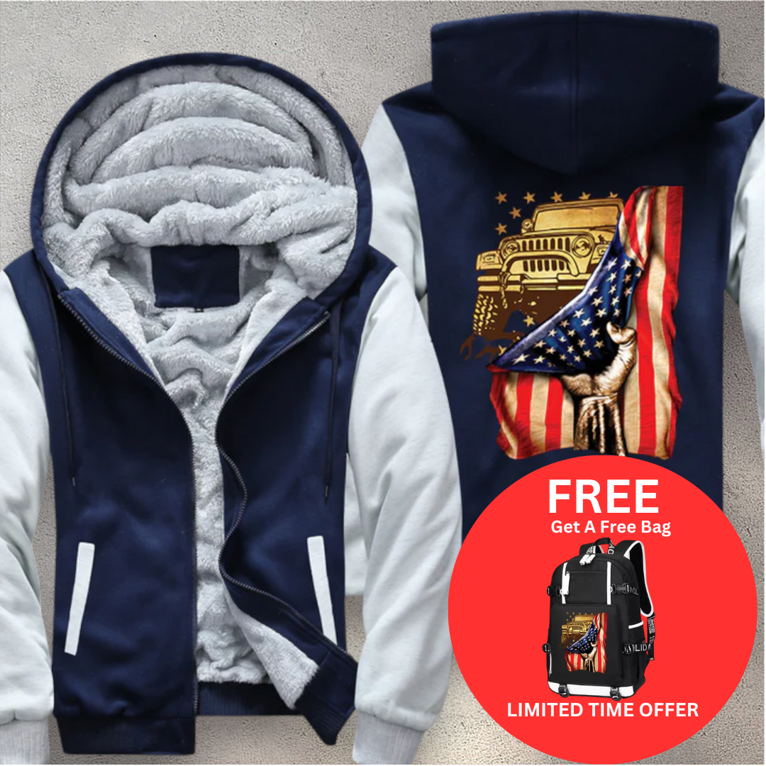 USA Flag Fleece Jacket (Free Bag)