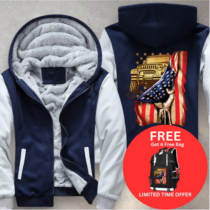 USA Flag Fleece Jacket (Free Bag)