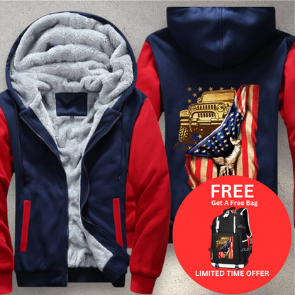 USA Flag Fleece Jacket (Free Bag)
