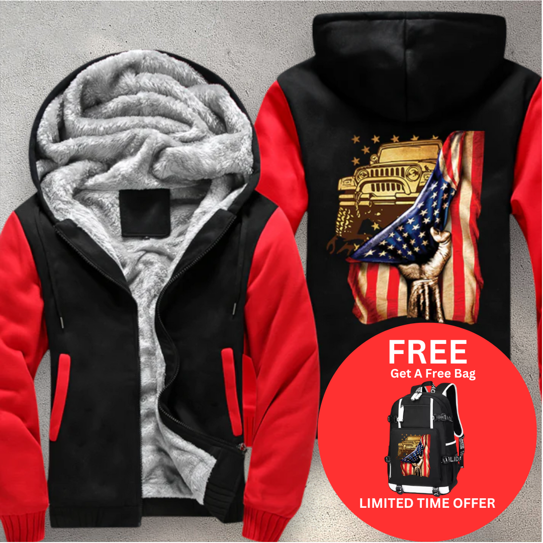 USA Flag Fleece Jacket (Free Bag)