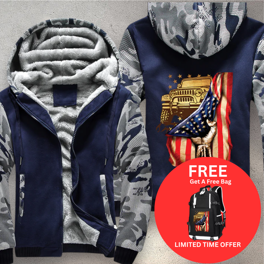 USA Flag Fleece Jacket (Free Bag)