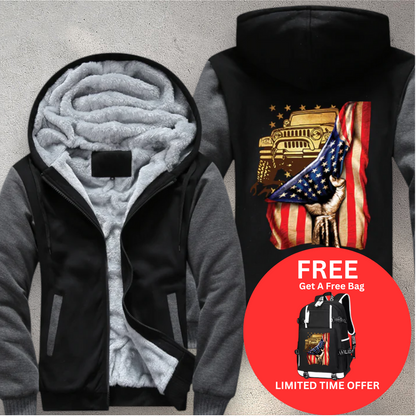 USA Flag Fleece Jacket (Free Bag)