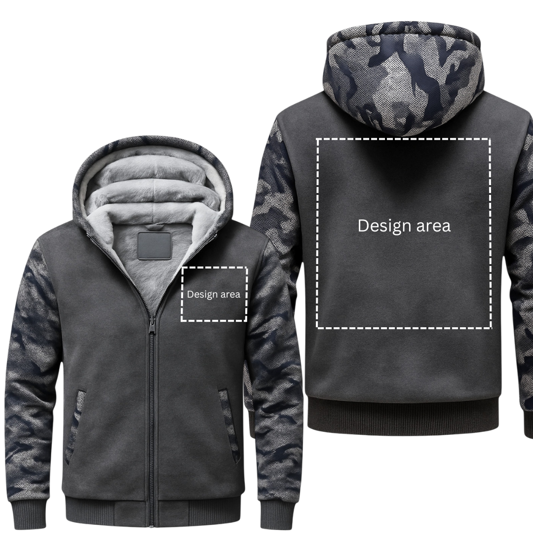 Camo Gray Fleece Jacket (CUSTOMIZE)