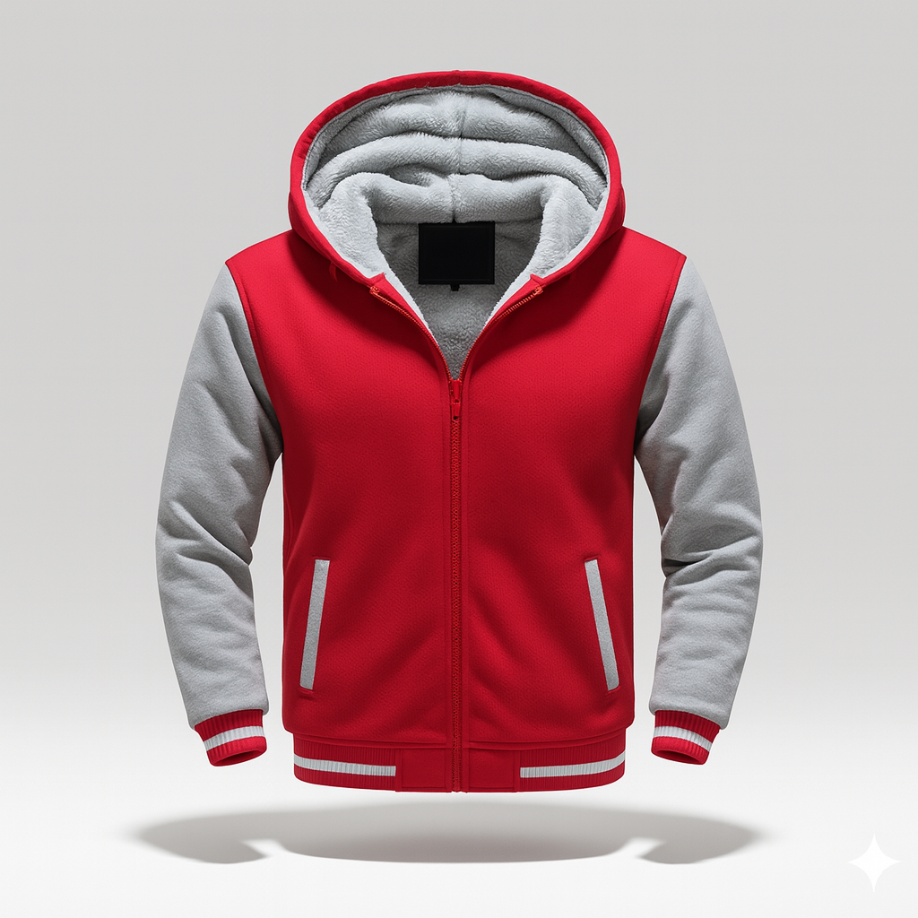 Red & White Fleece Jacket (CUSTOMIZE)