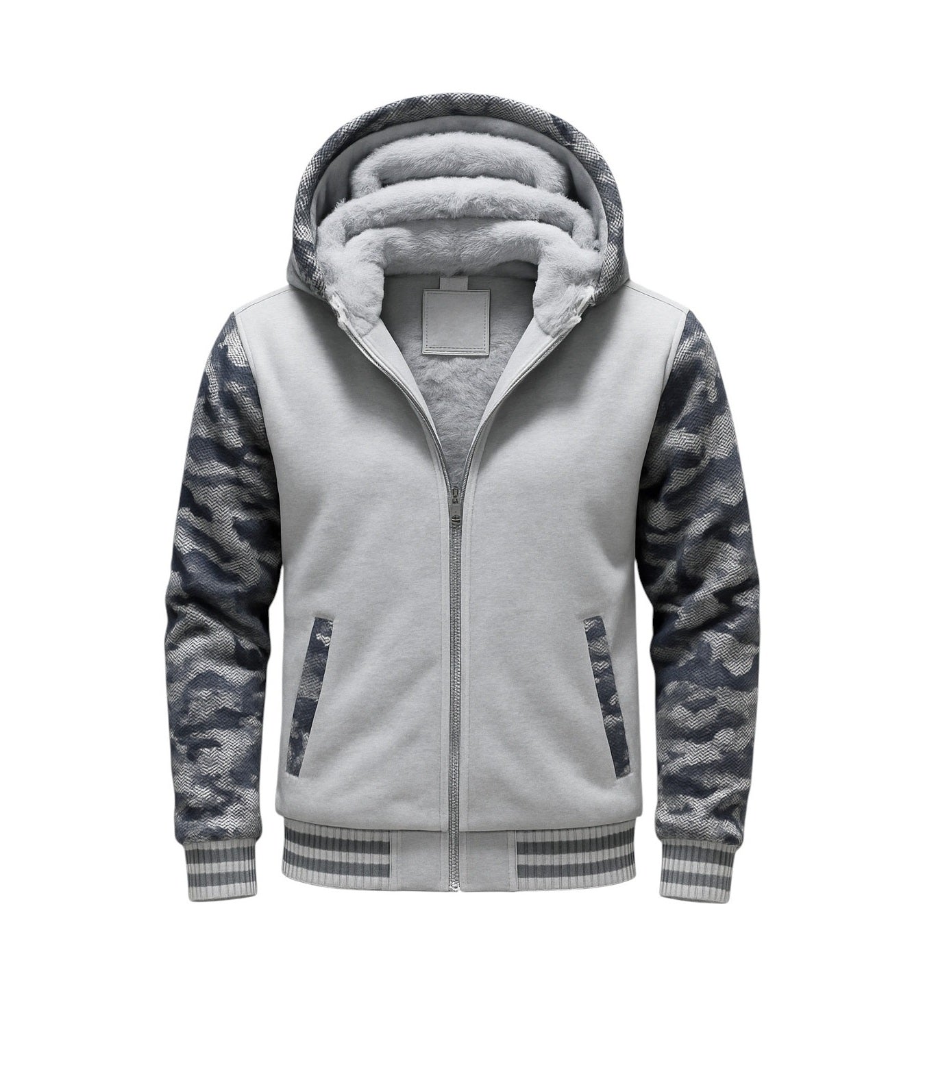 WHITE CAMO FLEECE JACKET (CUSTOMIZE)