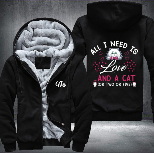 LOVE AND A CAT Fleece Jacket