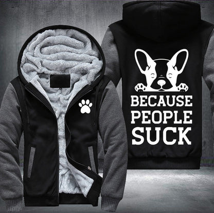 Dogs said because people suck Fleece Jacket