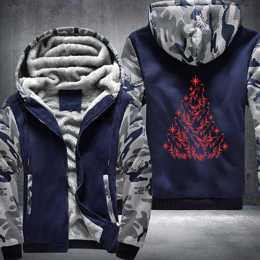 Wolf Christmas Tree Fleece Hoodie