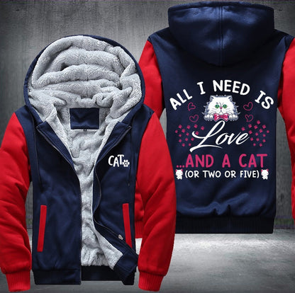 LOVE AND A CAT Fleece Jacket